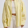 Camisa oversize de popelín de algodón a rayas en amarillo