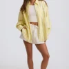 Camisa oversize de popelín de algodón a rayas en amarillo