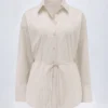 Camisa oversize de popelín de algodón Lerici con rayas en color topo