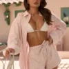 Camisa oversize Lerici con rayas rosas