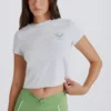 Camiseta corta con estampado gráfico en gris jaspeado