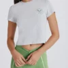 Camiseta corta con estampado gráfico en gris jaspeado