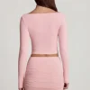 Camiseta de manga larga con cuello barco de modal Charliane en rosa