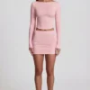 Camiseta de manga larga con cuello barco de modal Charliane en rosa