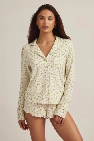 Camiseta de pijama de manga larga Mirae Modal con estampado de limones