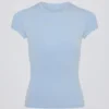 Camiseta larga con aberturas en color cielo