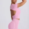 Camiseta larga con corte en rosa empolvado