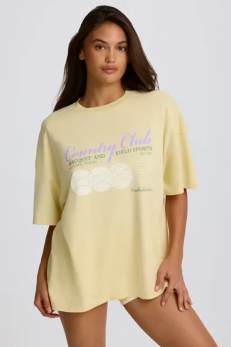 Camiseta oversize con estampado gráfico en color limón