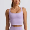 Camiseta sin costuras Super Sculpt de corte largo en lila suave