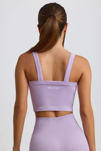 Camiseta sin costuras Super Sculpt de corte largo en lila suave