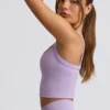 Camiseta sin costuras Super Sculpt de corte largo en lila suave