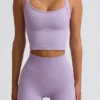 Camiseta sin costuras Super Sculpt de corte largo en lila suave