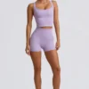 Camiseta sin costuras Super Sculpt de corte largo en lila suave