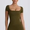 Camiseta sin costuras Super Sculpt en verde oscuro