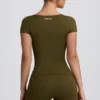 Camiseta sin costuras Super Sculpt en verde oscuro
