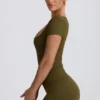 Camiseta sin costuras Super Sculpt en verde oscuro
