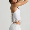 Camiseta sin espalda con calados Vasilia de popelín de algodón en blanco