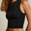 Camiseta sin mangas asimétrica con fruncidos Kirbie en negro