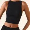 Camiseta sin mangas Aya de modal con cuello barco en negro