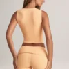 Camiseta sin mangas con botones de modal acanalado Lene en color melocotón