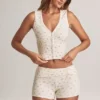 Camiseta sin mangas con botones de modal acanalado Lene en estampado floral