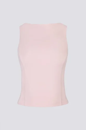 Camiseta sin mangas con cuello barco y espalda abierta Soft Active en rosa ballet