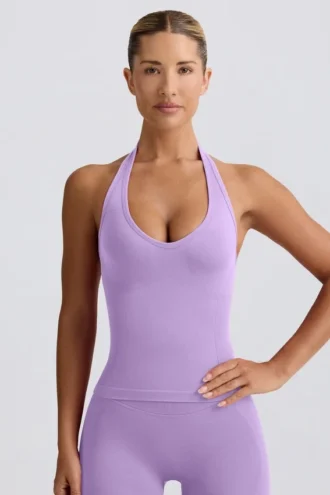 Camiseta sin mangas con cuello halter Define Luxe en color lila