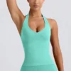 Camiseta sin mangas con cuello halter Define Luxe en color menta