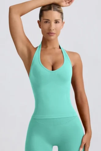Camiseta sin mangas con cuello halter Define Luxe en color menta