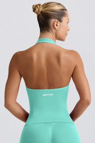 Camiseta sin mangas con cuello halter Define Luxe en color menta