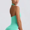 Camiseta sin mangas con cuello halter Define Luxe en color menta