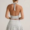 Camiseta sin mangas con cuello halter Kori de modal en rayas azules y amarillas