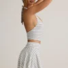 Camiseta sin mangas con cuello halter Kori de modal en rayas azules y amarillas