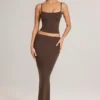 Camiseta sin mangas con cuello redondo Ailany Modal en marrón chocolate