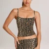 Camiseta sin mangas con cuello redondo de modal de Ailany con estampado de leopardo