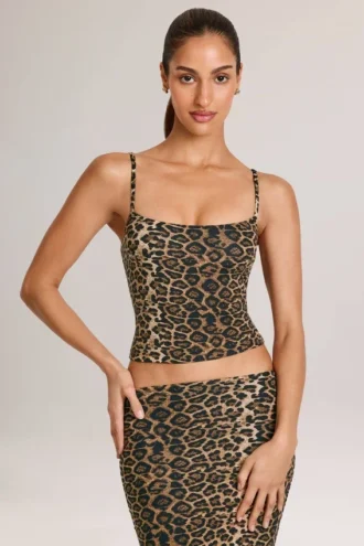Camiseta sin mangas con cuello redondo de modal de Ailany con estampado de leopardo