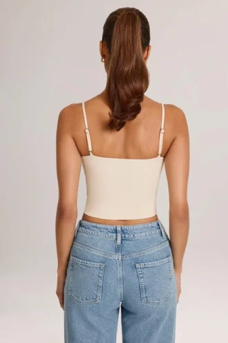 Camiseta sin mangas con cuello redondo de modal de Ailany en color marfil