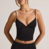 Camiseta sin mangas con escote en V y fruncidos Elma Modal en negro