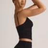 Camiseta sin mangas con escote en V y fruncidos Elma Modal en negro