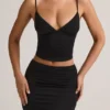 Camiseta sin mangas con escote en V y fruncidos Elma Modal en negro