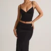 Camiseta sin mangas con escote en V y fruncidos Elma Modal en negro