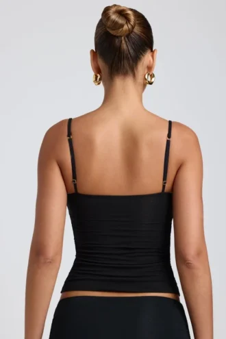 Camiseta sin mangas con fruncidos y capas Esme Modal en negro