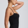 Camiseta sin mangas con fruncidos y capas Esme Modal en negro