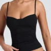 Camiseta sin mangas con fruncidos y capas Esme Modal en negro
