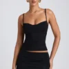 Camiseta sin mangas con fruncidos y capas Esme Modal en negro