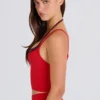 Camiseta sin mangas corta con capas Soft Active en rojo fresa