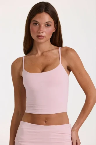 Camiseta sin mangas corta de modal en color rosa palo