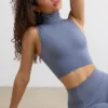 Camiseta sin mangas de cuello alto Soft Active en gris pizarra