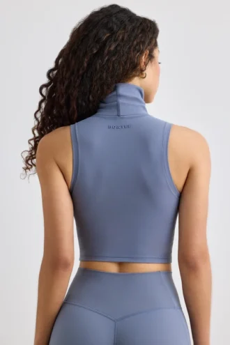 Camiseta sin mangas de cuello alto Soft Active en gris pizarra