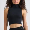 Camiseta sin mangas de cuello alto Soft Active en negro